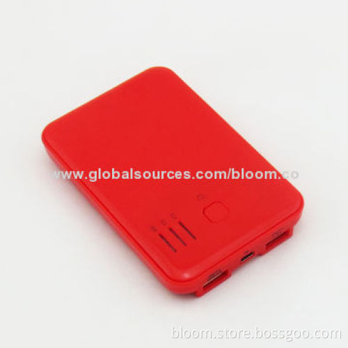 Dual-USB Port Power Bank for Samsung/HTC/iPhone, 5,000mAh CapacityNew